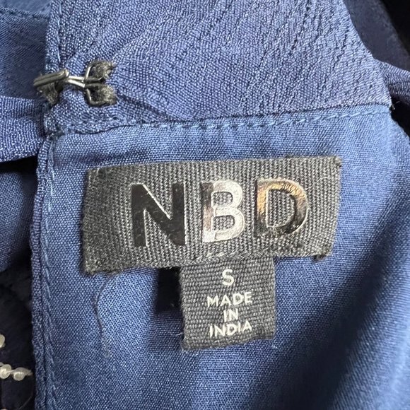 NBD Revolve Best Mistake Dress size S Navy Blue Beaded Mini Sleeveless - Picture 10 of 10